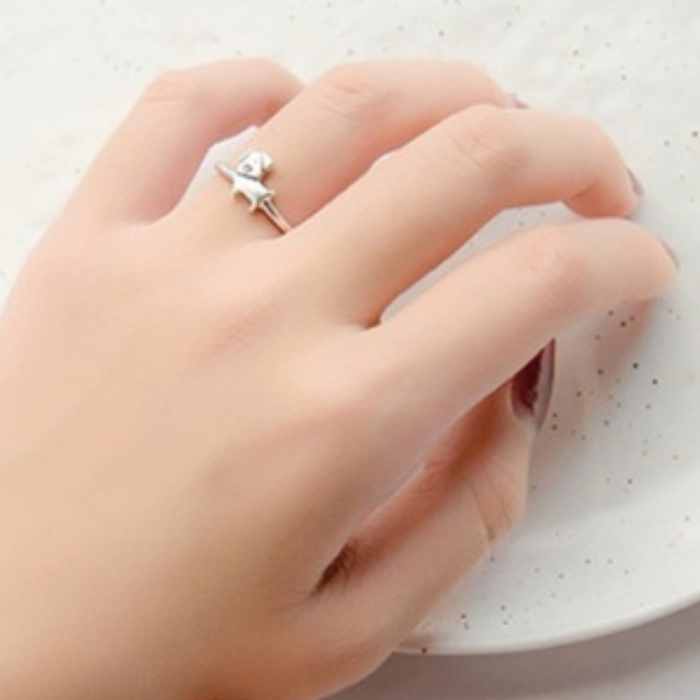 SOLD OUT Sterling Silver Puppy Dog Ring Adjustable NWT - Picture 2 of 3